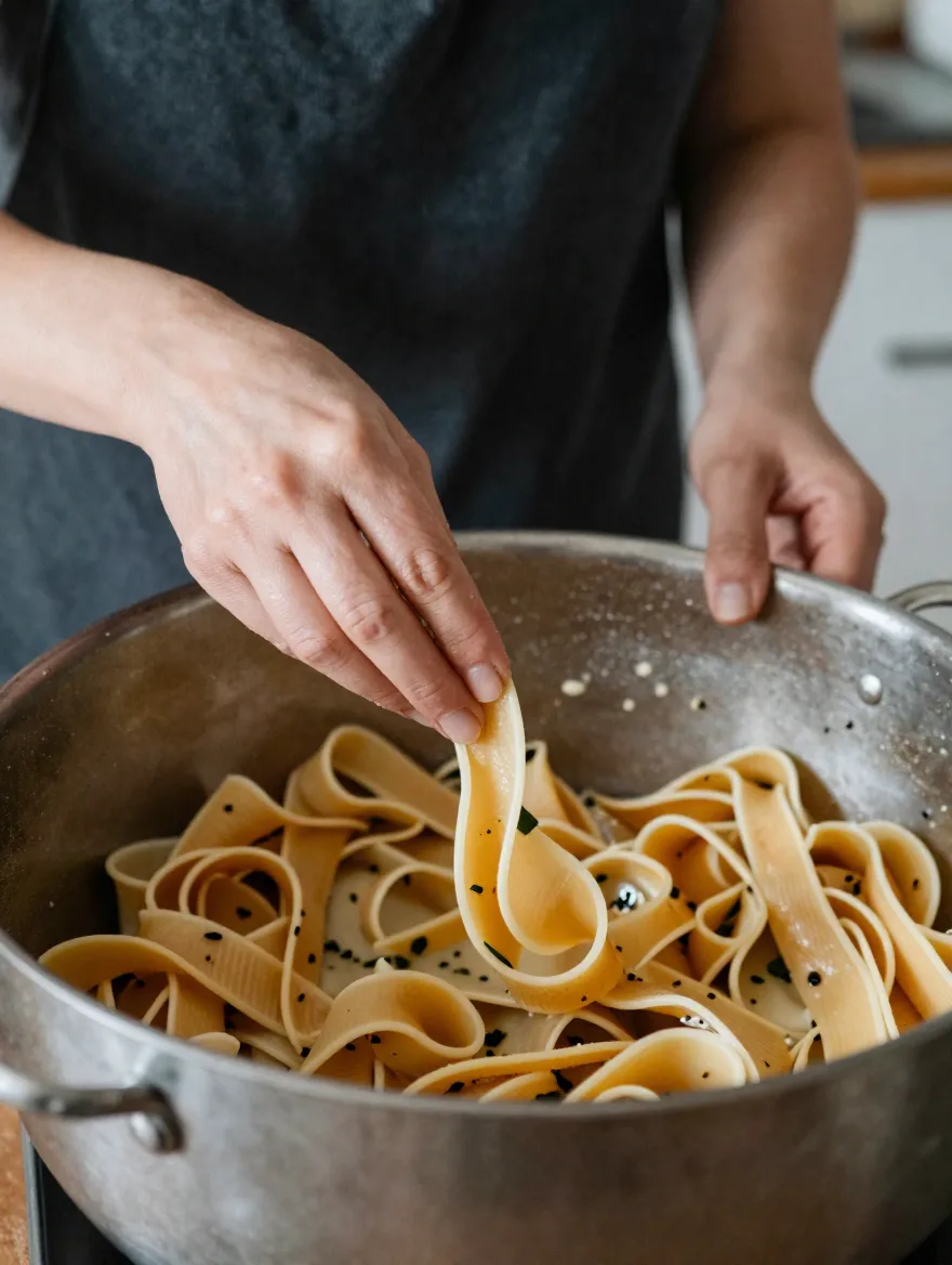 Gemüse-Pasta nach einer erfolgreichen Zubereitung.